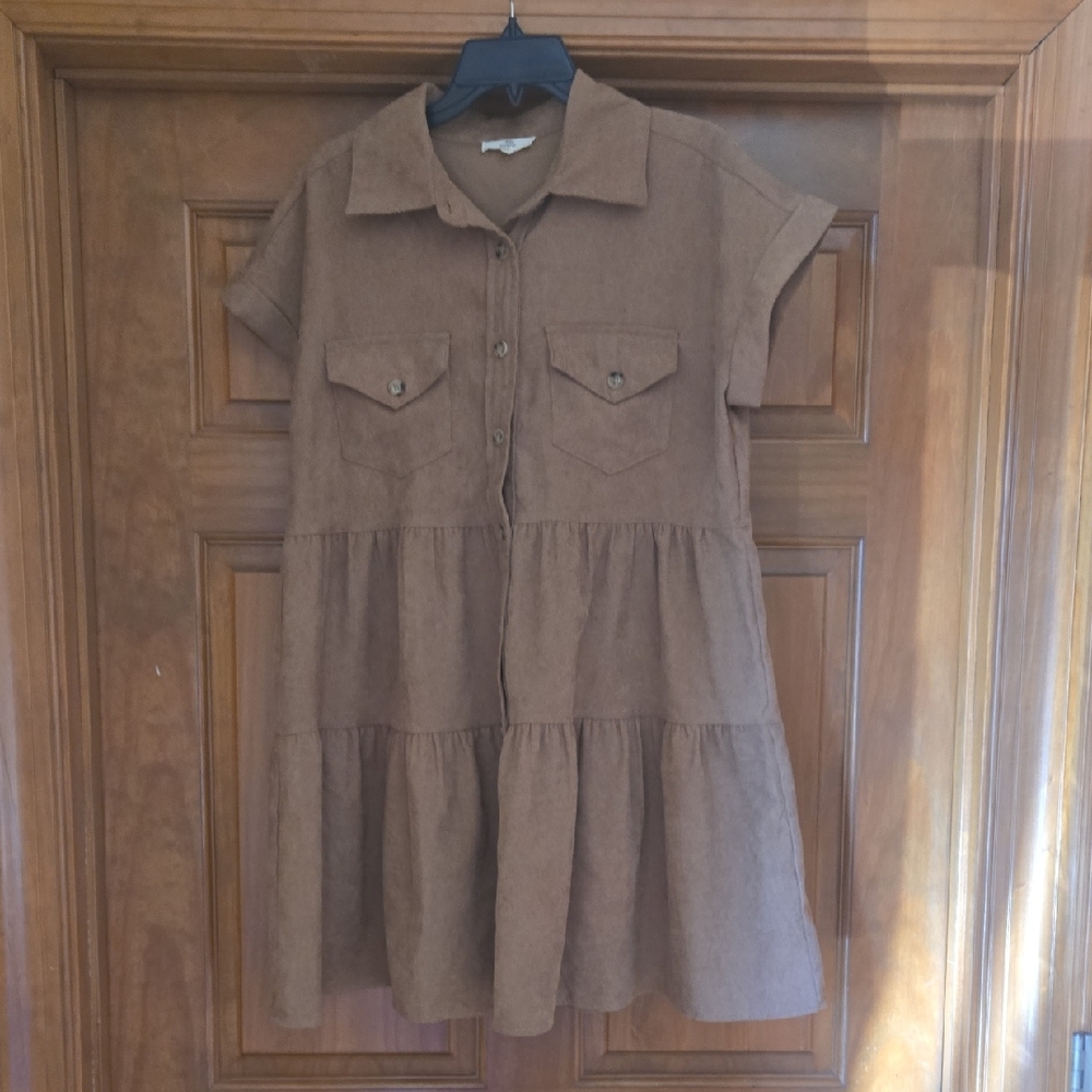 Entro Tan Button-Up Dress